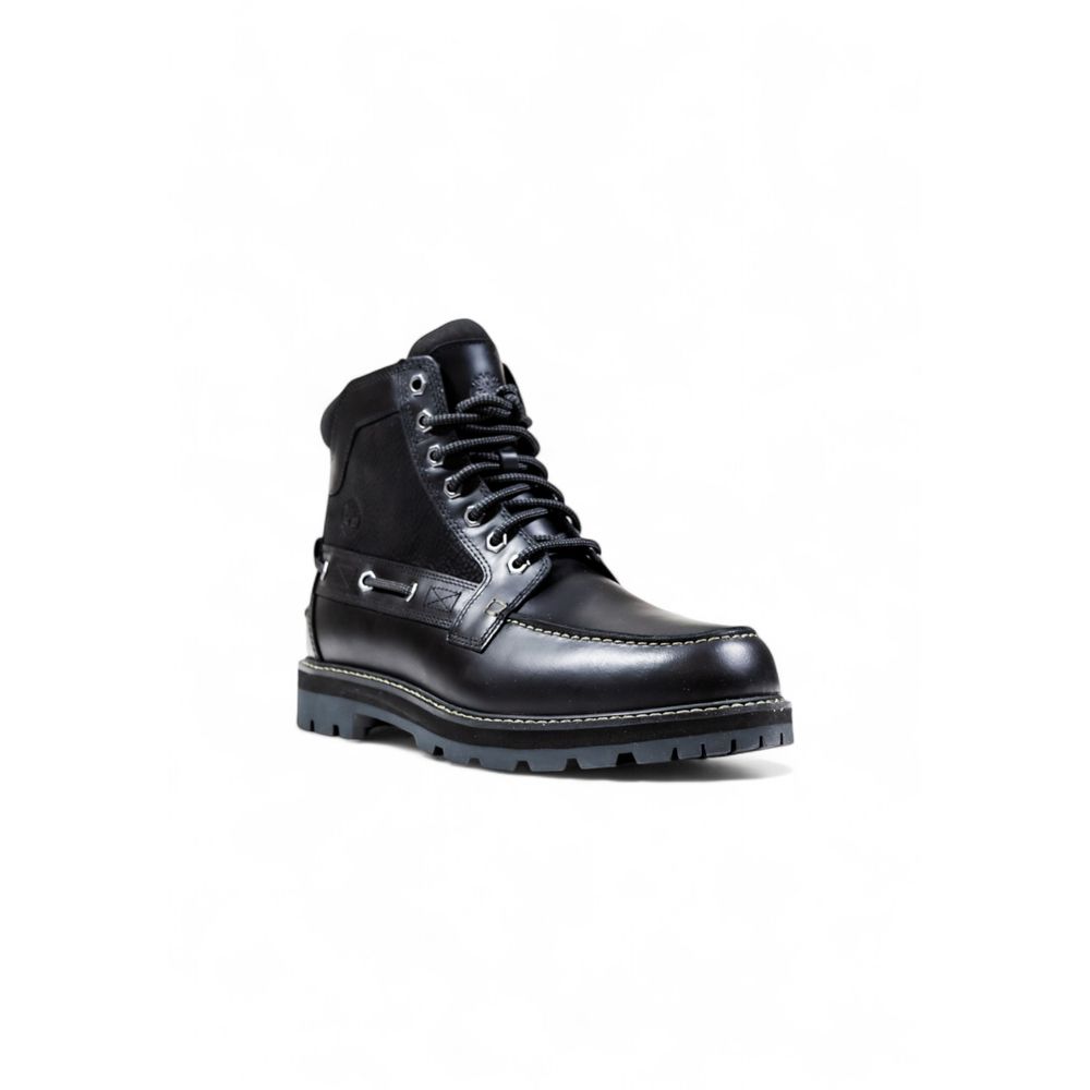 Black Leather Lace-Up Boots