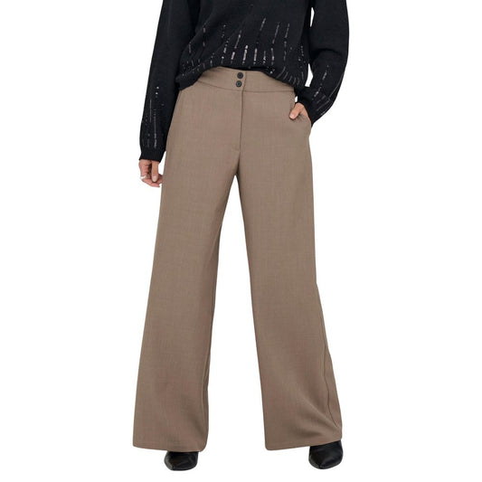 Brown Polyester Flared Pants