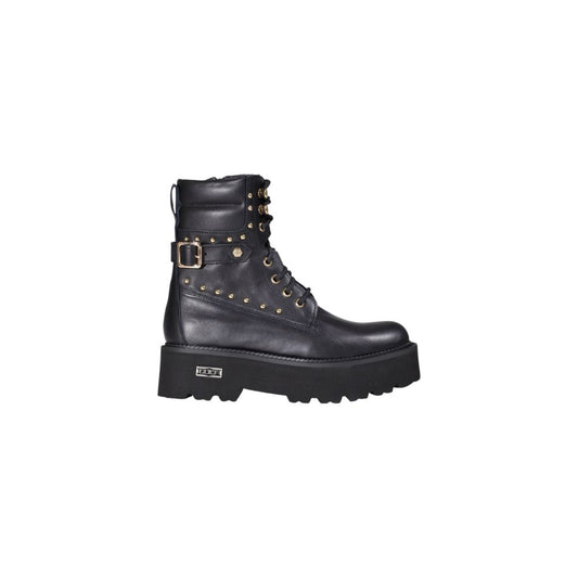 Black Leather Lace-Up Boots