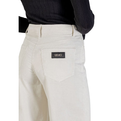 Beige Cotton Casual Pants