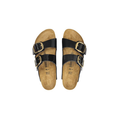 Black Synthetic Flat Sandals