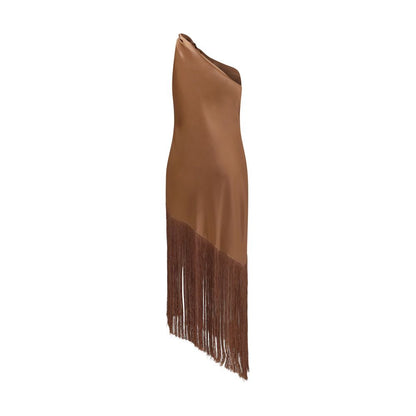 Brown Polyester Casual Dress
