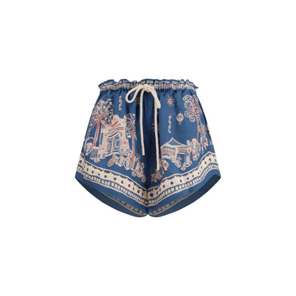 Blue Linen Bermuda Shorts