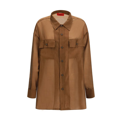 Brown Lycra Dress Shirt