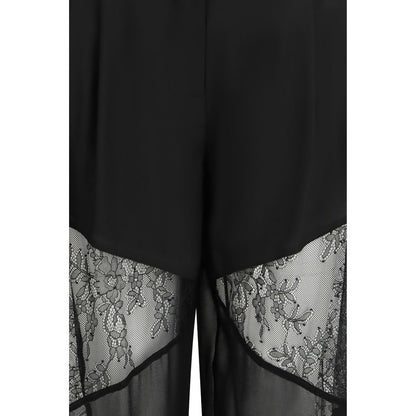 Black Polyester Casual Pants