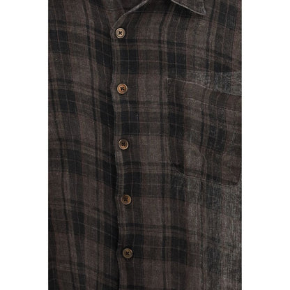 Brown Linen Pattern Shirt