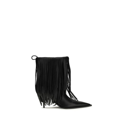 Black Calf Leather Bos Taurus Ankle Boots
