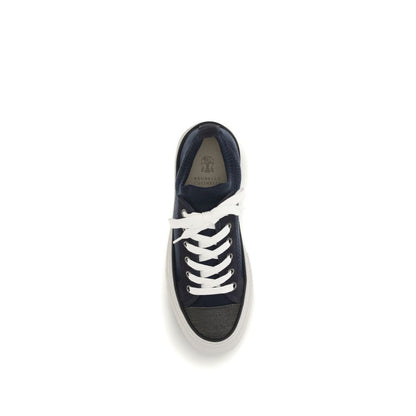 Blue Cotton Low Top Sneakers