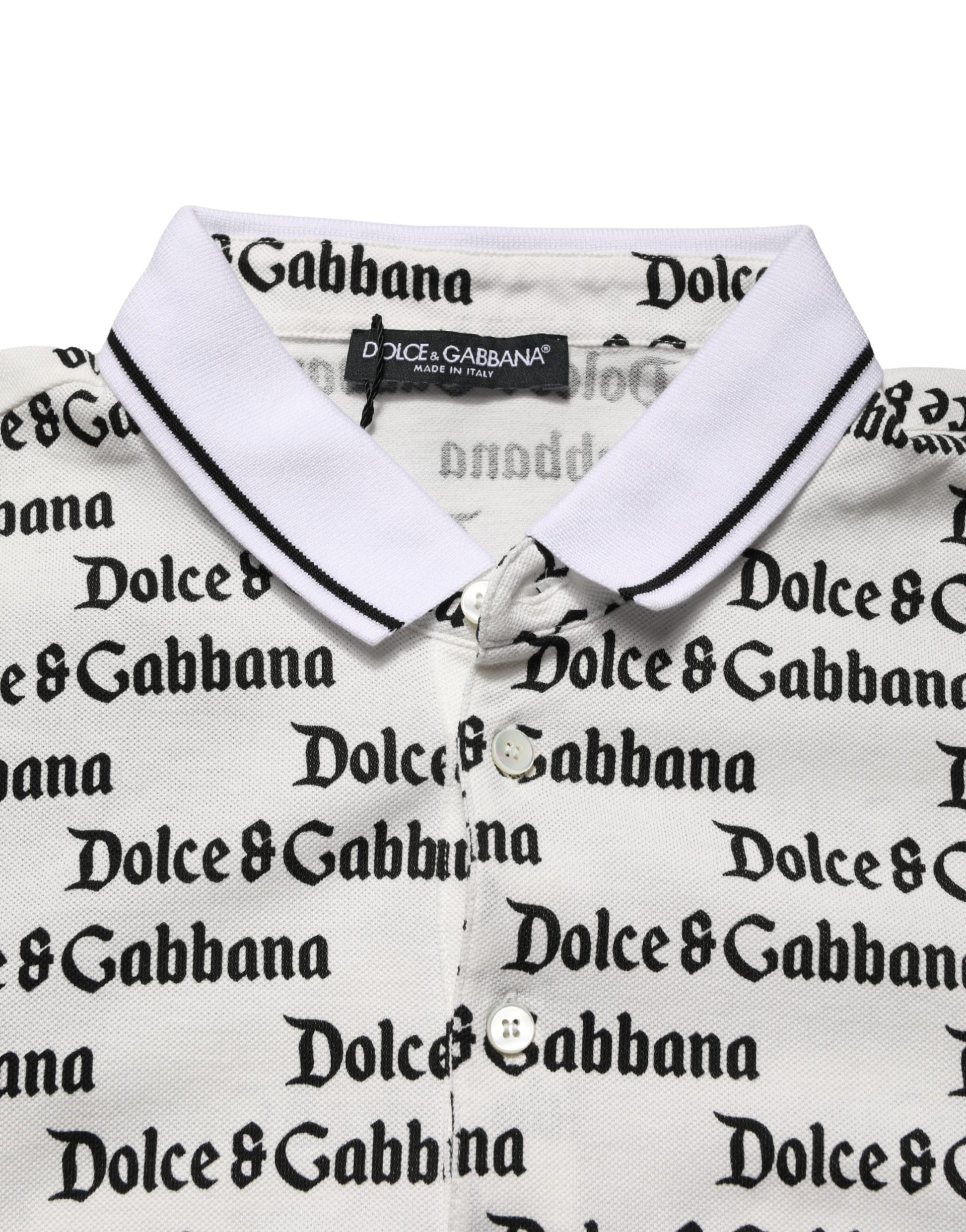 White Logo Monogram Cotton Men Polo  T-shirt