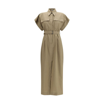 Beige Cotton Casual Dress