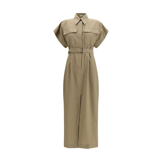 Beige Cotton Casual Dress
