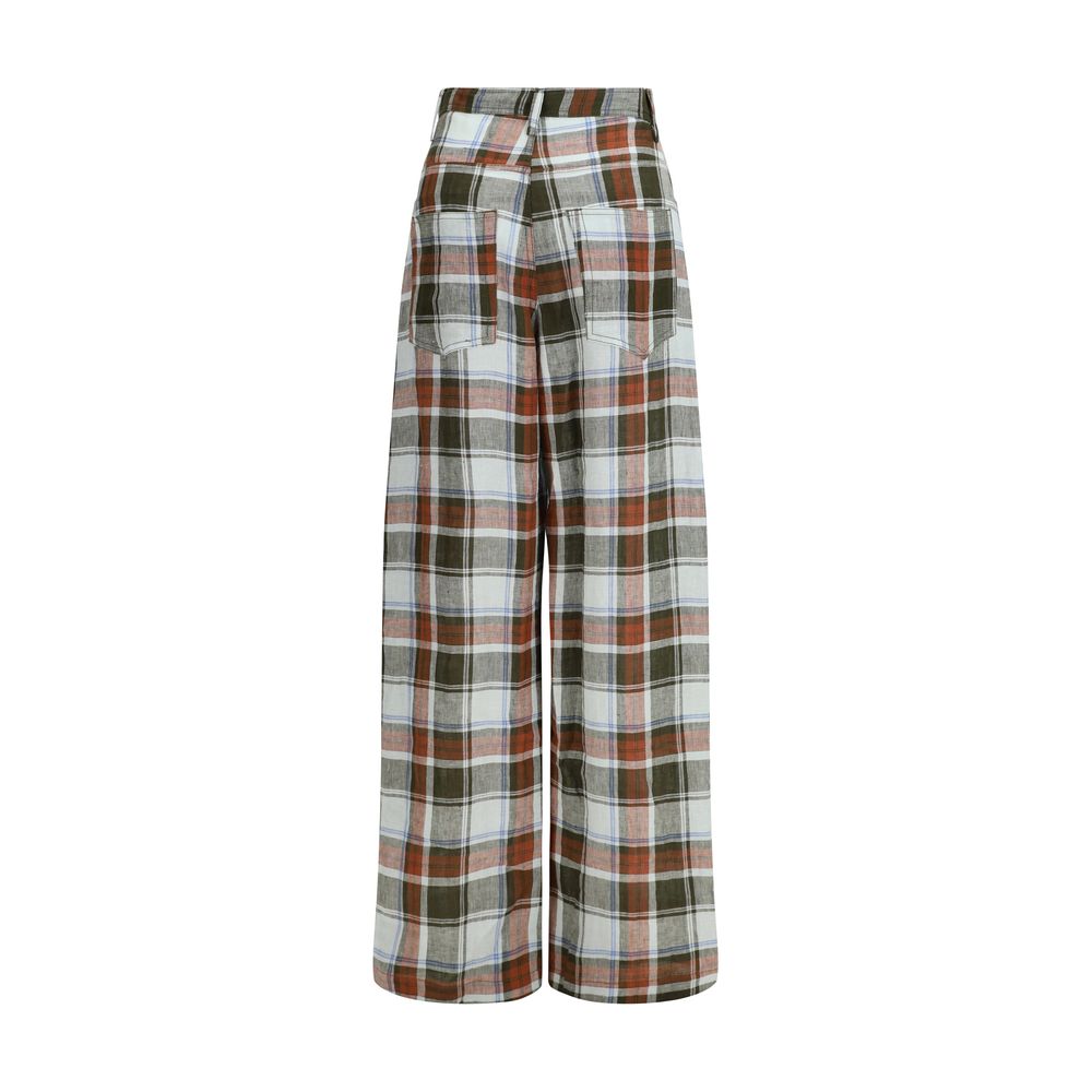 Multicolor Linen Casual Pants