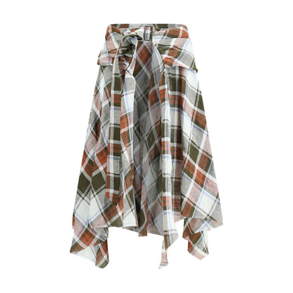 Multicolor Linen Midi Skirt