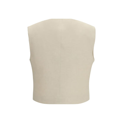 Beige Wool Sleeveless Jacket