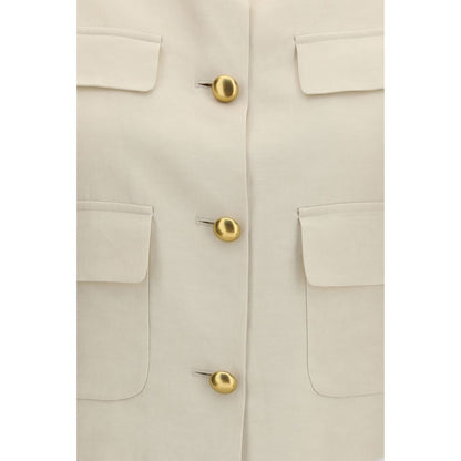 Beige Wool Sleeveless Jacket
