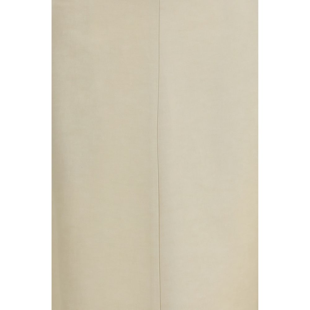 Beige Linen Midi Skirt