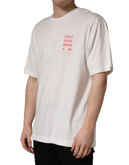White Graphic Print Cotton Crew Neck  T-shirt