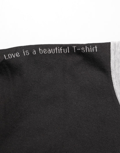 Black Two Tone DG Logo Print Cotton  T-shirt