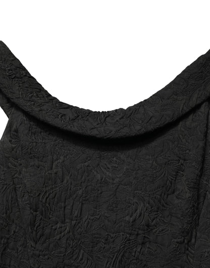 Black Floral Brocade Sheath Mermaid Dress