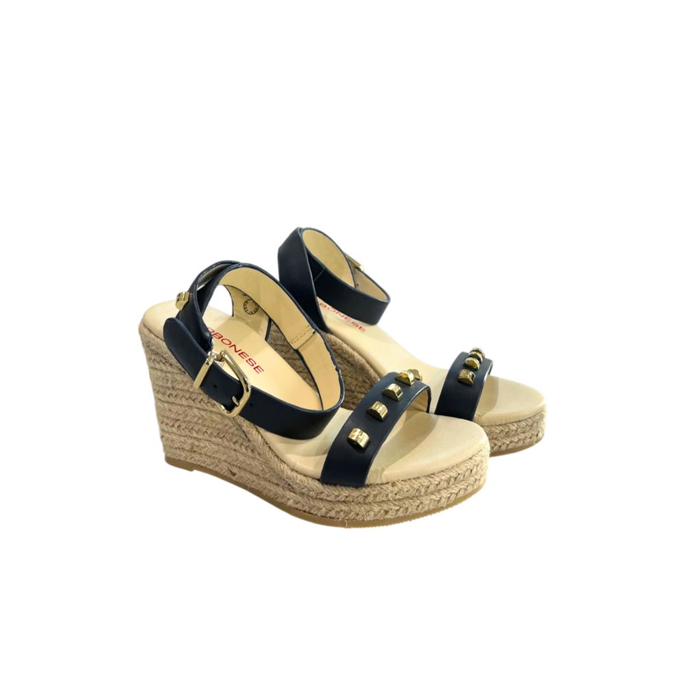 Blue Leather Women's Platform Sandal