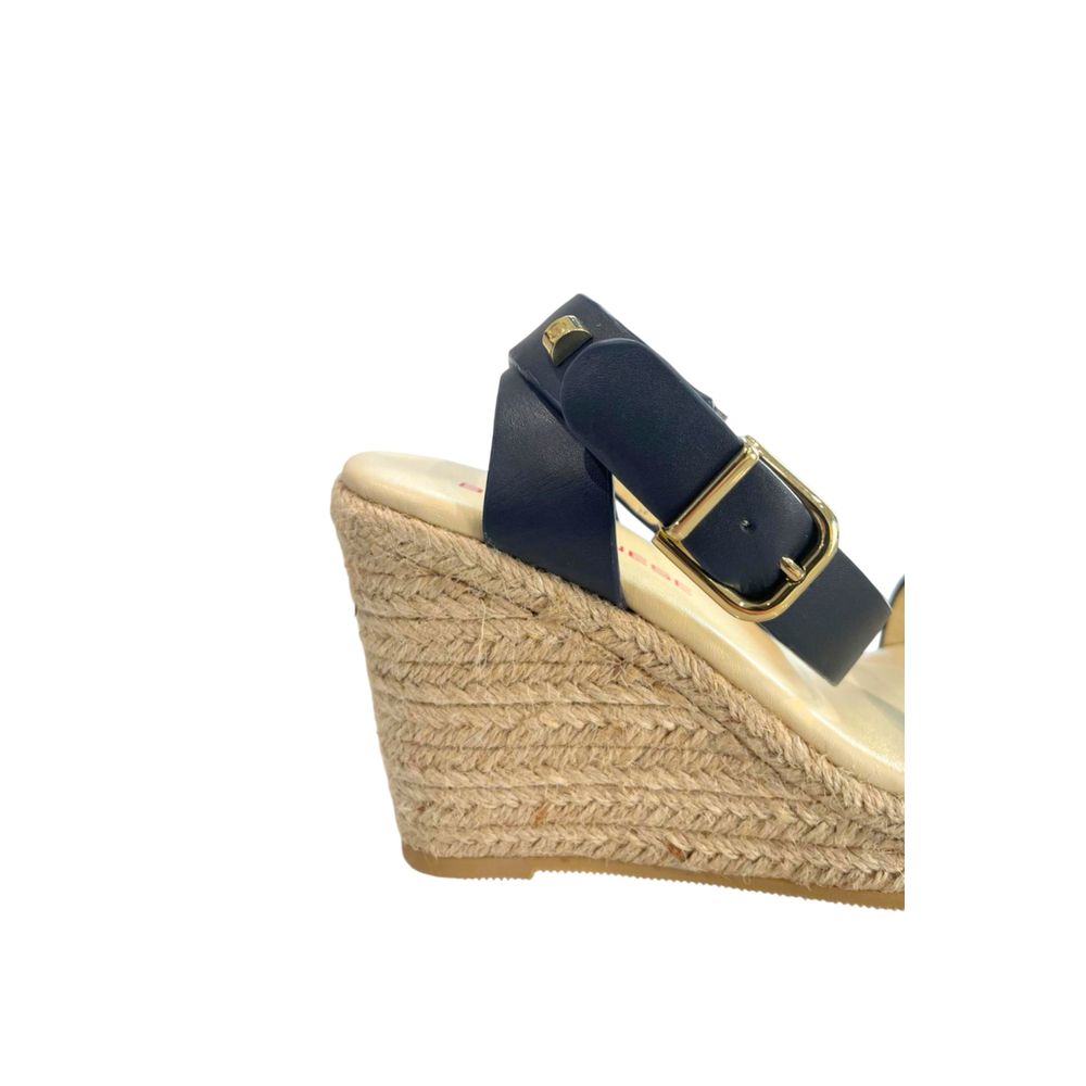 Blue Leather Women's Platform Sandal