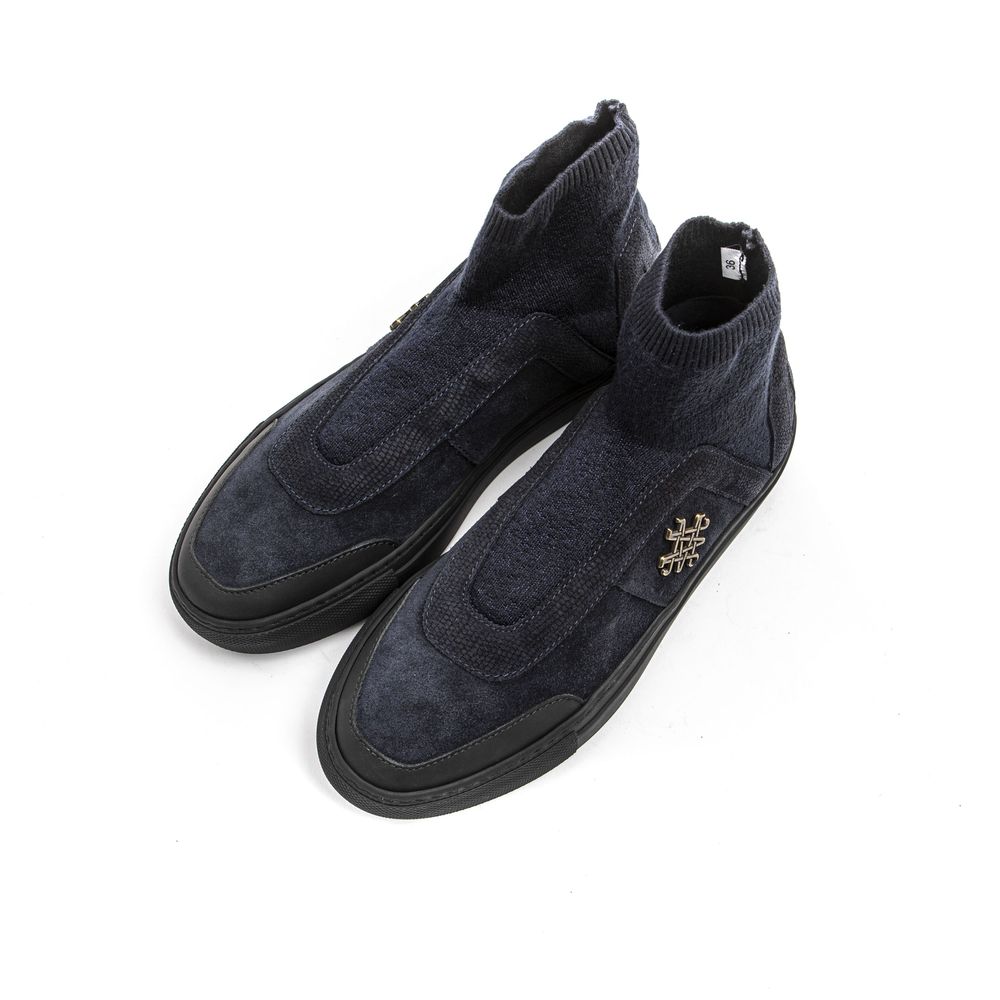 Blue Leather Womens Ankle Boot