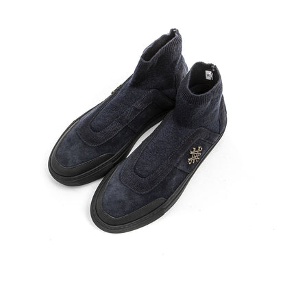 Blue Leather Womens Ankle Boot