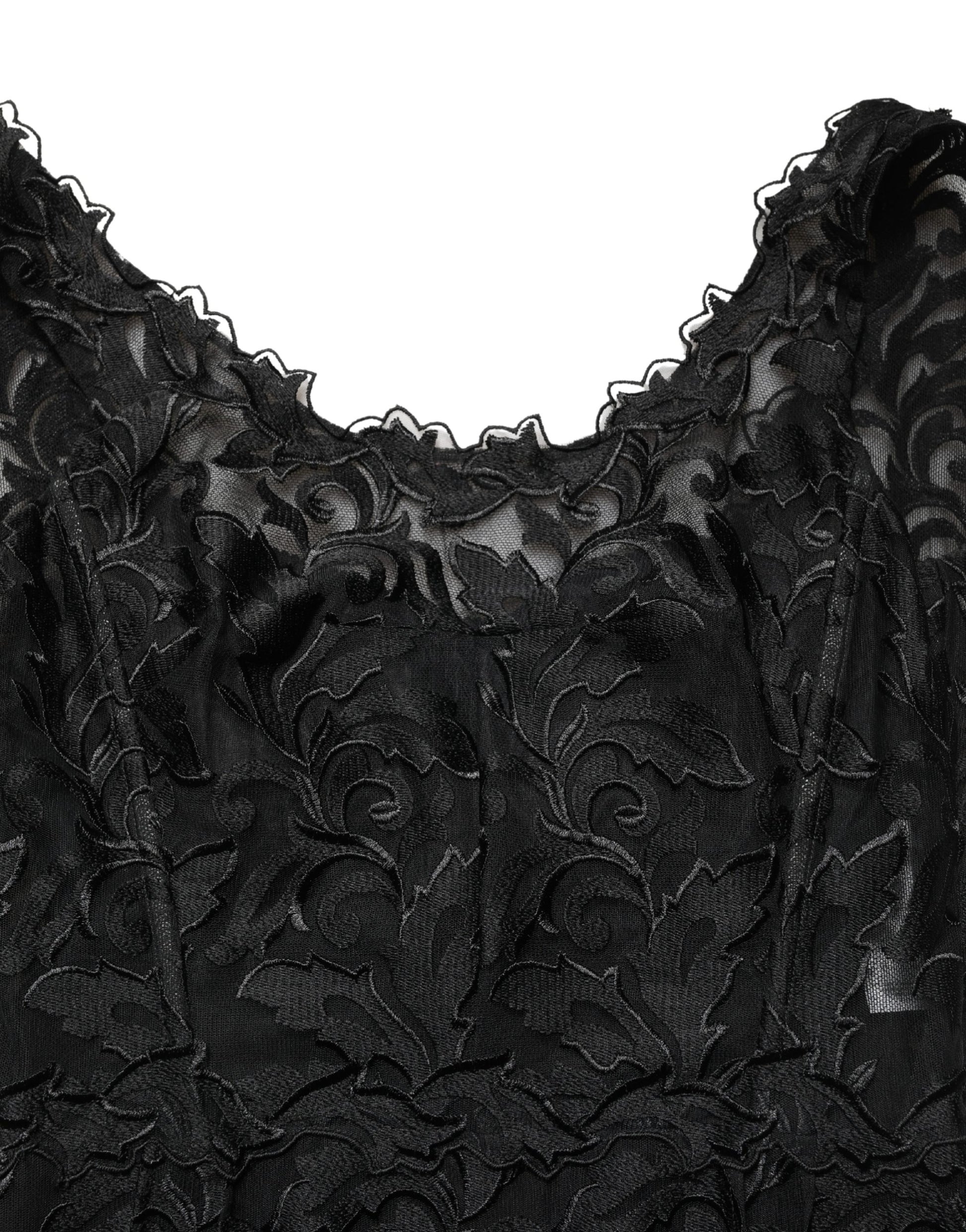 Black Floral Lace Evening Long Gown Dress