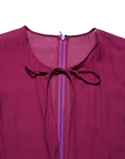 Purple Sheer Chiffon Silk Long Maxi Dress