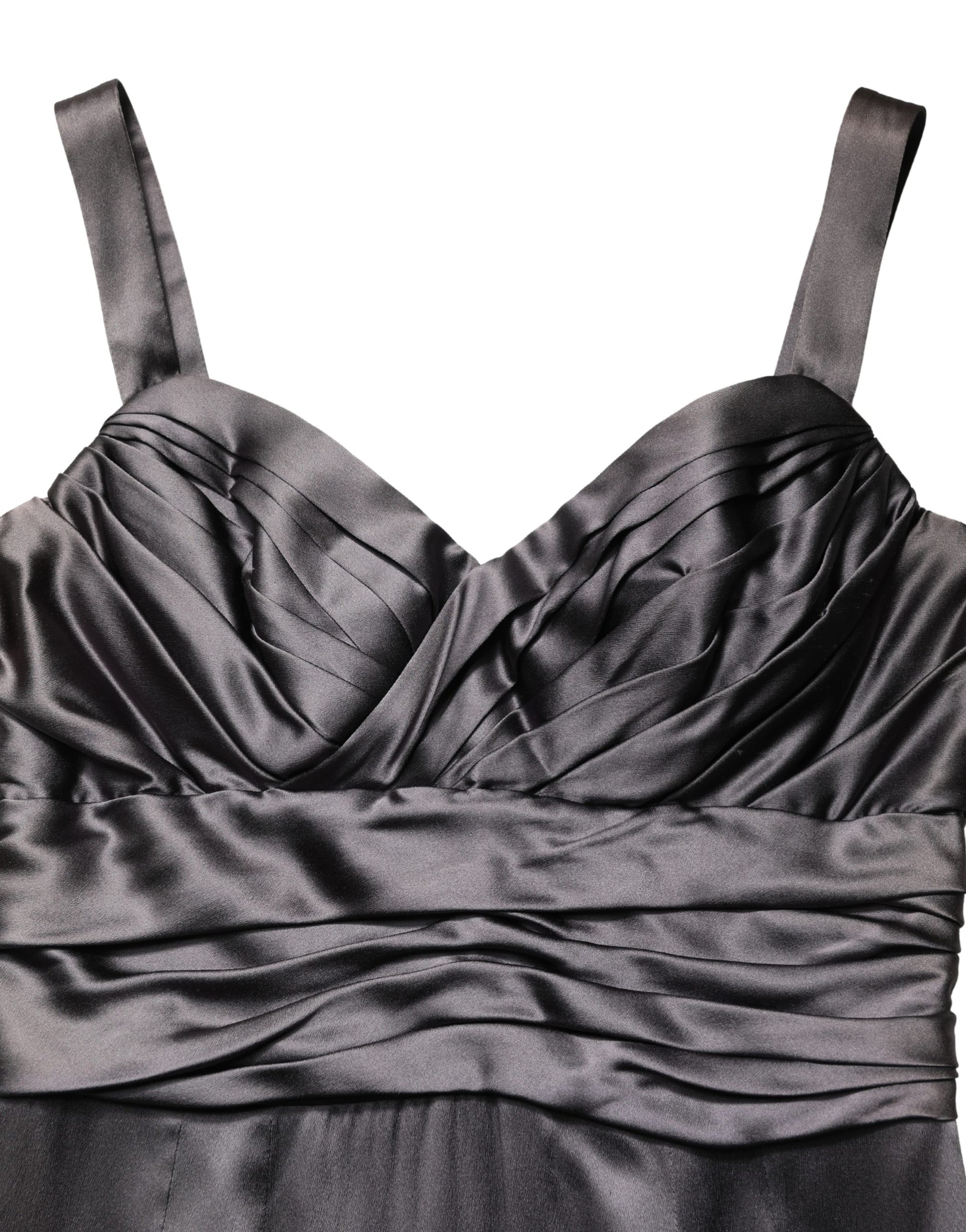 Black Satin Sleeveless Sweetheart Dress