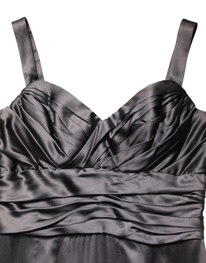 Black Satin Sleeveless Sweetheart Dress