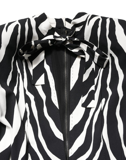 Black White Viscose Zebra Pattern Jumpsuit