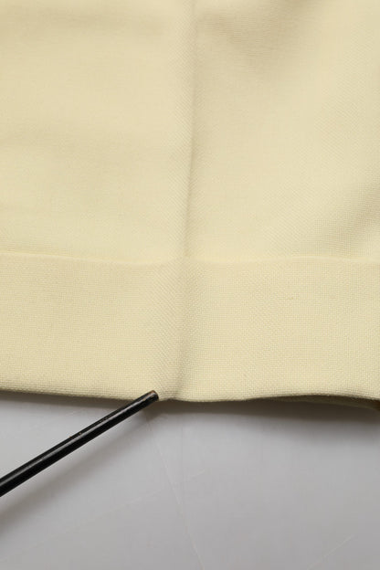 Yellow High Waisted Straight Pleated Trouser Pants