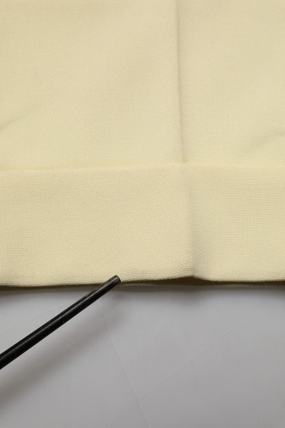 Yellow High Waisted Straight Pleated Trouser Pants