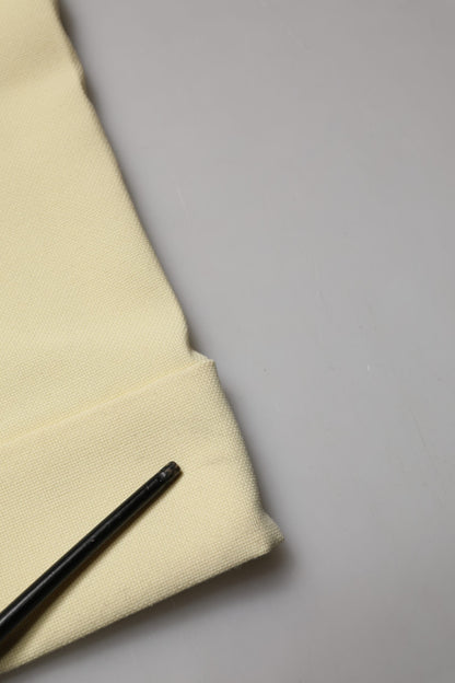 Yellow High Waisted Straight Pleated Trouser Pants