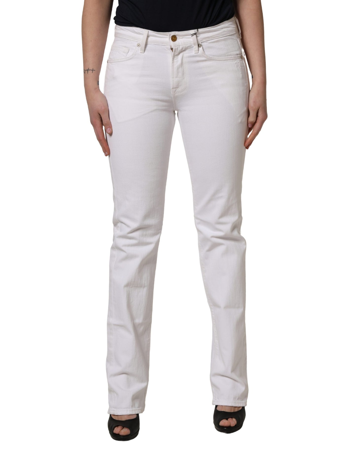 White Mid Waisted Skinny Denim Trouser Jeans