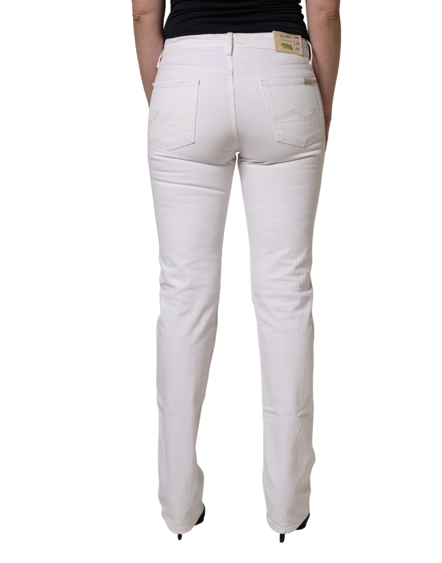 White Mid Waisted Skinny Denim Trouser Jeans