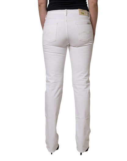 White Mid Waisted Skinny Denim Trouser Jeans