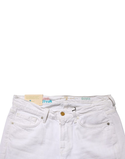 White Mid Waisted Skinny Denim Trouser Jeans