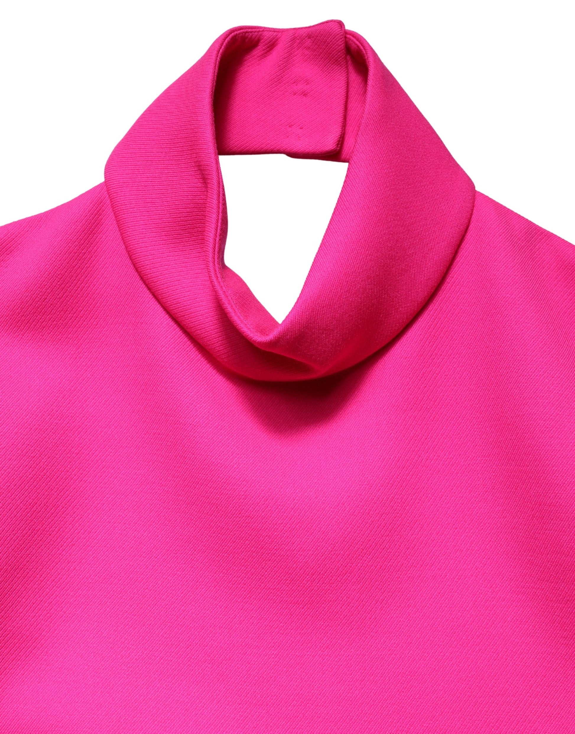 Hot Pink Wool Backless Sleeveless Tank Top
