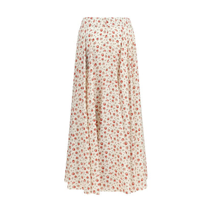 Multicolor Silk Midi Skirt