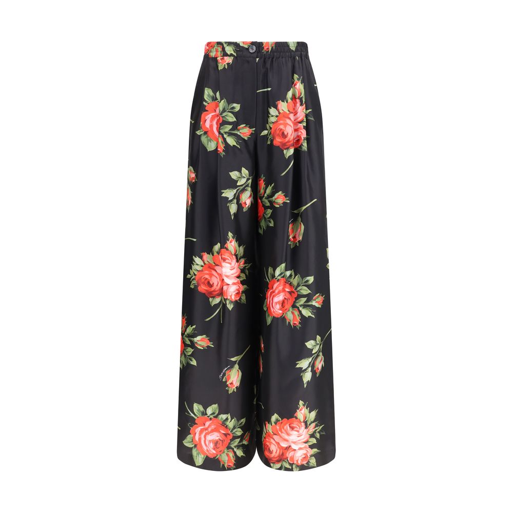 Multicolor Silk Casual Pants