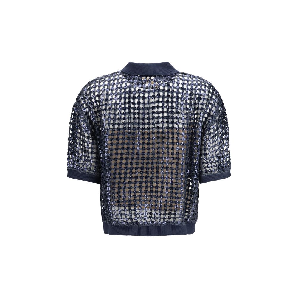 Blue Silk Polo Shirt