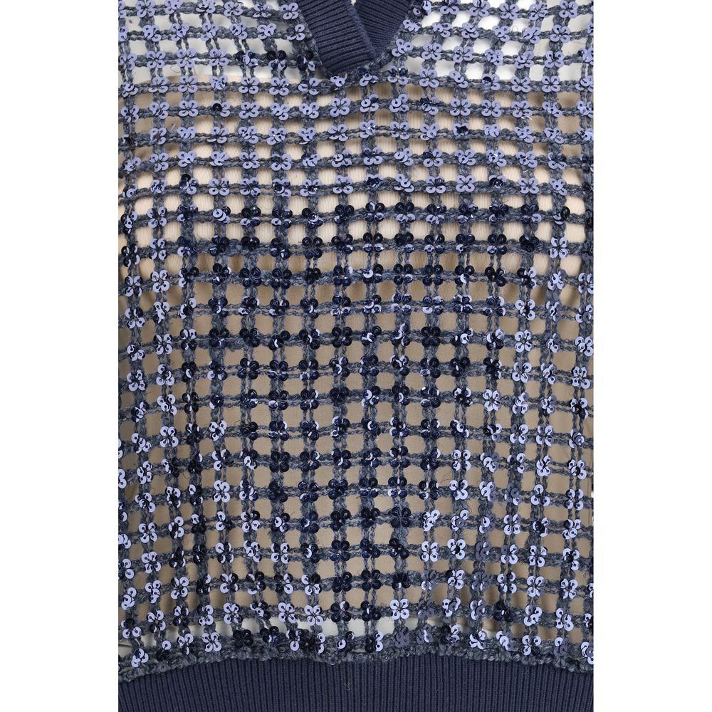 Blue Silk Polo Shirt