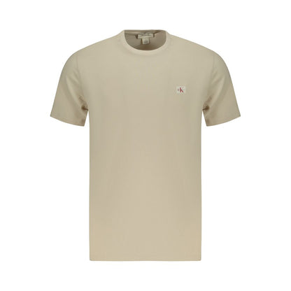 Beige Cotton Men T-Shirt