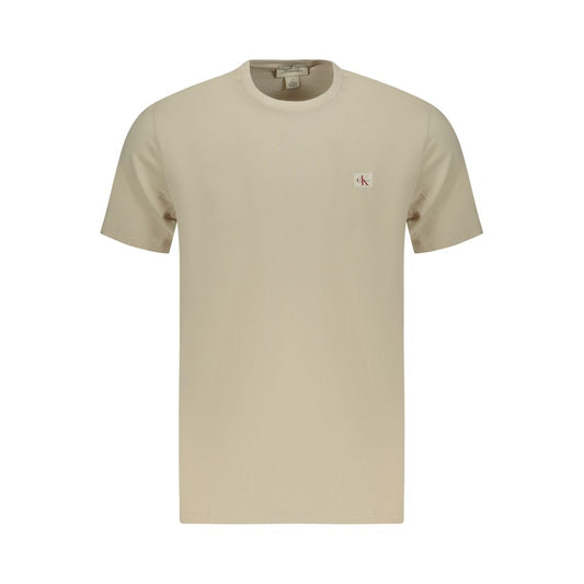 Beige Cotton Men T-Shirt