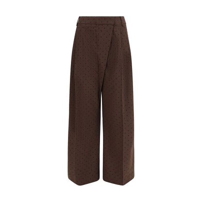 Brown Elastane Casual Pants