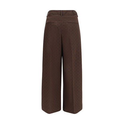 Brown Elastane Casual Pants