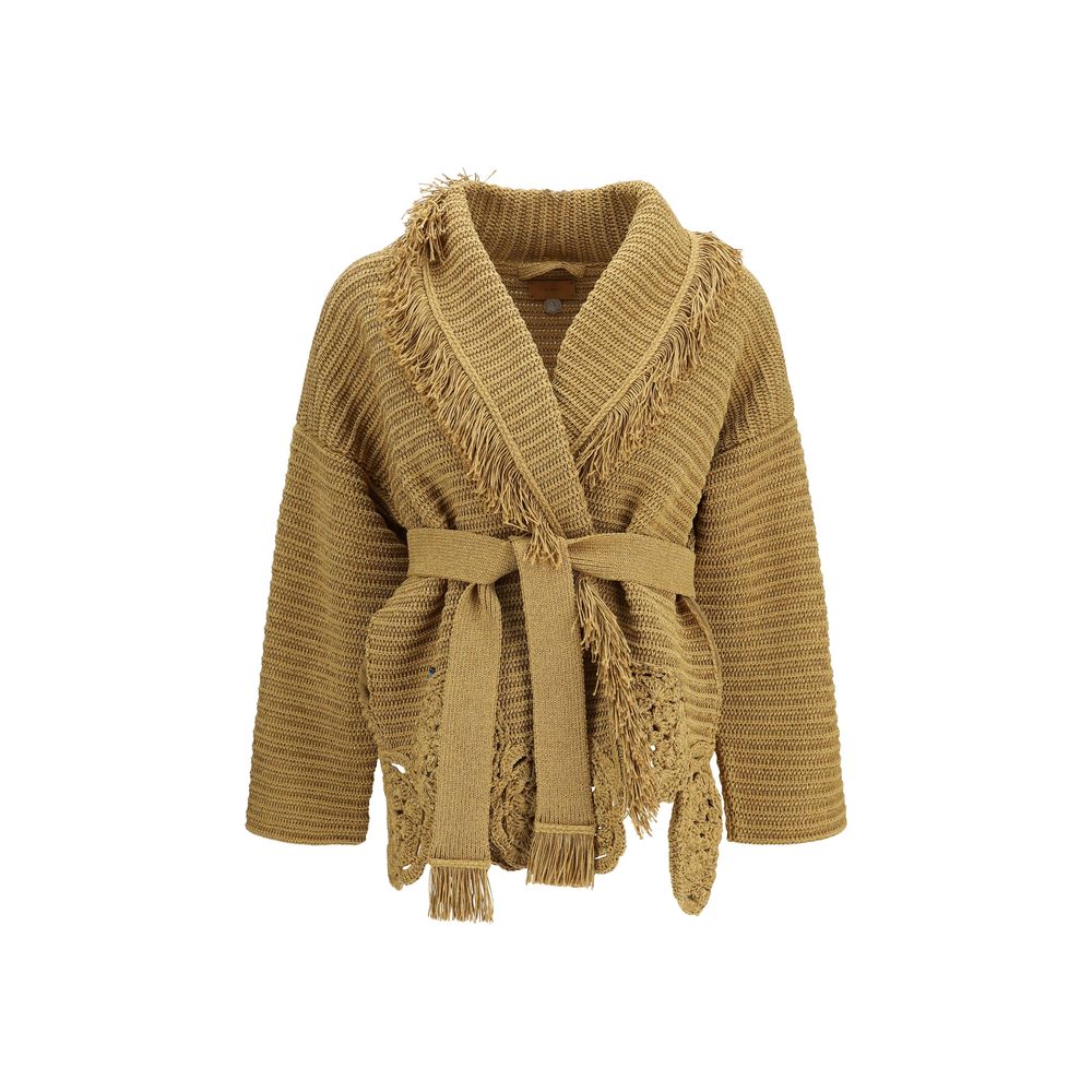 Gold Polyester Cardigan