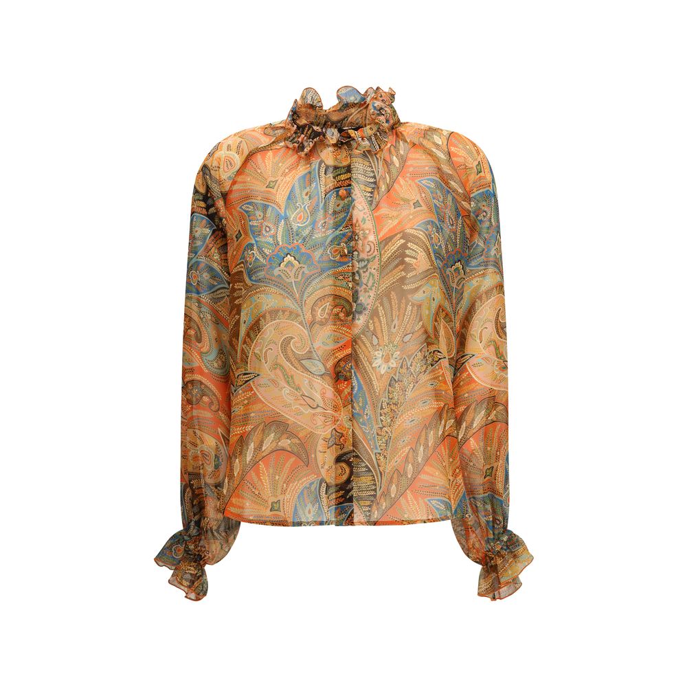 Orange Silk Pattern Shirt
